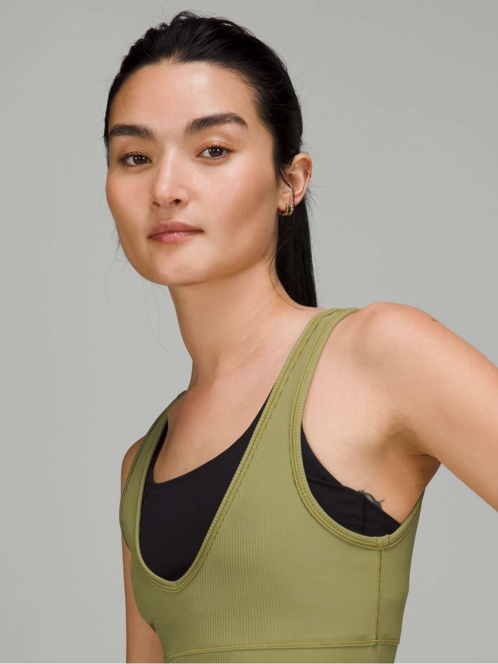 lululemon Athletica ribbed athletic tank top in olive